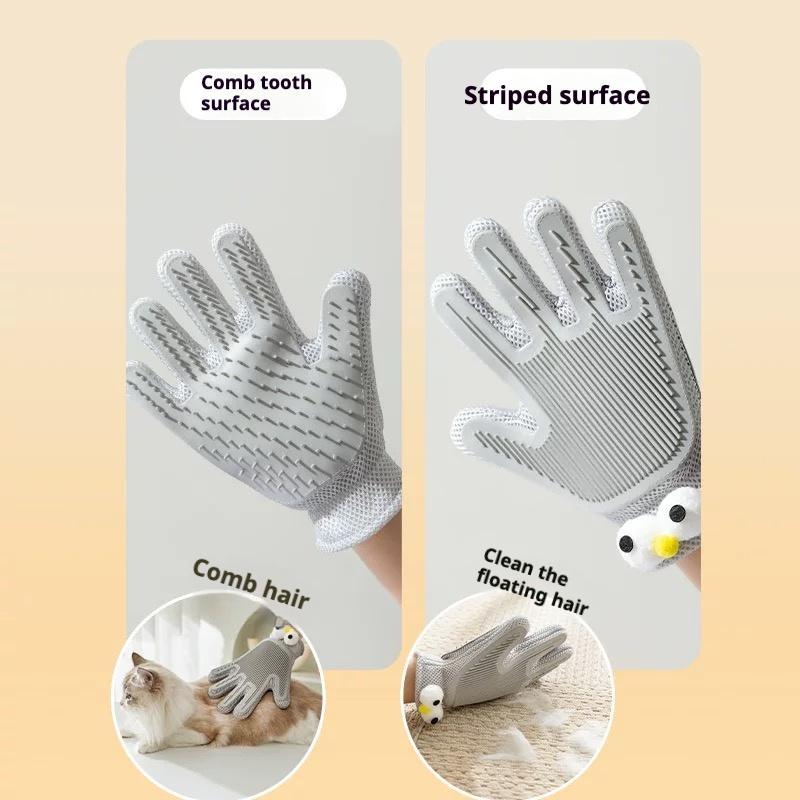 2-in-1 Pet Grooming Gloves for Cats & Dogs