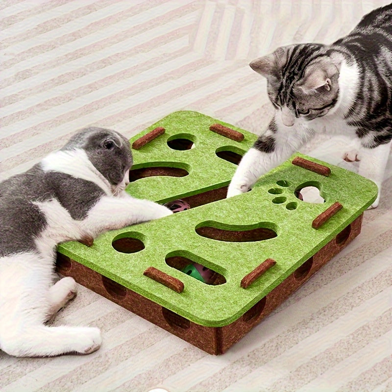 Interactive Cat Puzzle Toy – Maze Tunnel with Bell Ball, Felt Construction