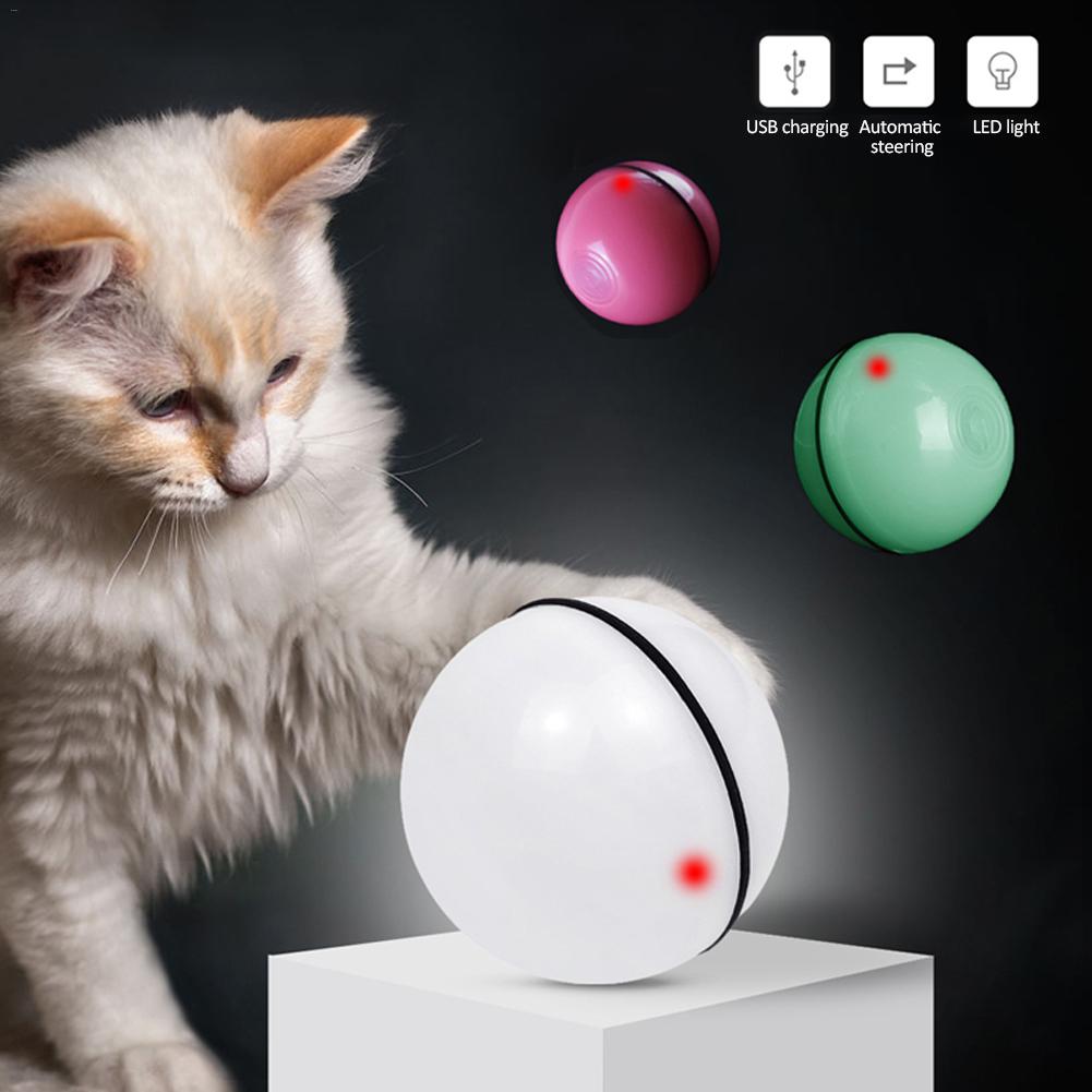 LED Interactive Rolling Cat Toy Ball with Lights, Feathers & USB Rechargeable Motion Play