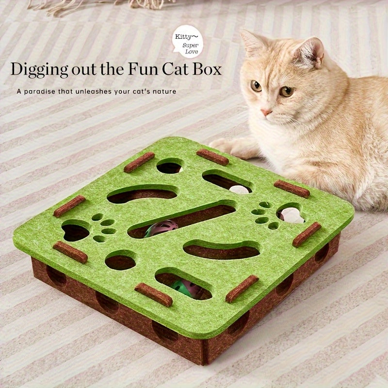 Interactive Cat Puzzle Toy – Maze Tunnel with Bell Ball, Felt Construction