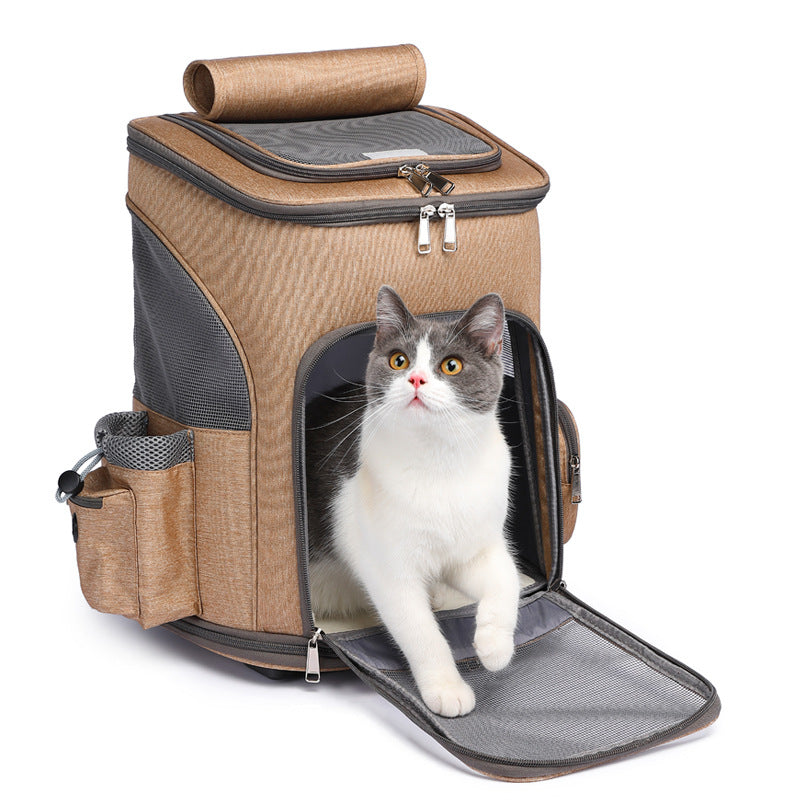 Easy-Travel Pet Backpack with Universal Wheels
