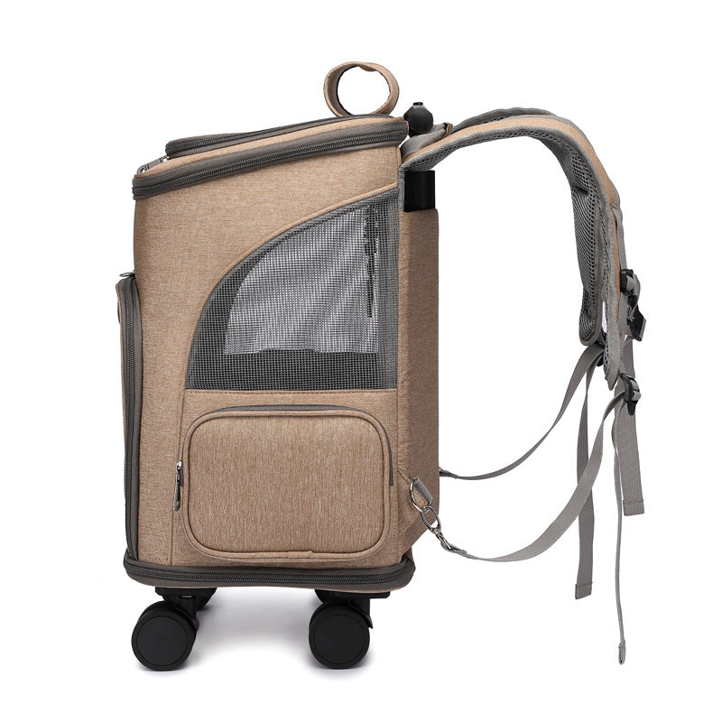 Easy-Travel Pet Backpack with Universal Wheels