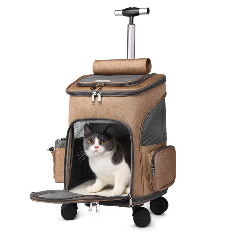 Easy-Travel Pet Backpack with Universal Wheels
