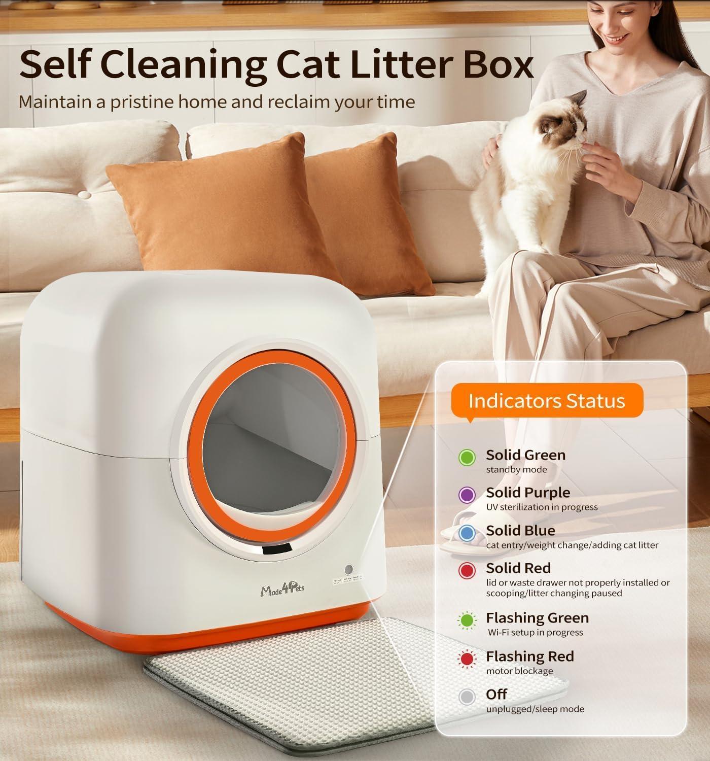 Smart Automatic Cat Litter Box 60L with App Control, Odor Management & Multi-Cat Support