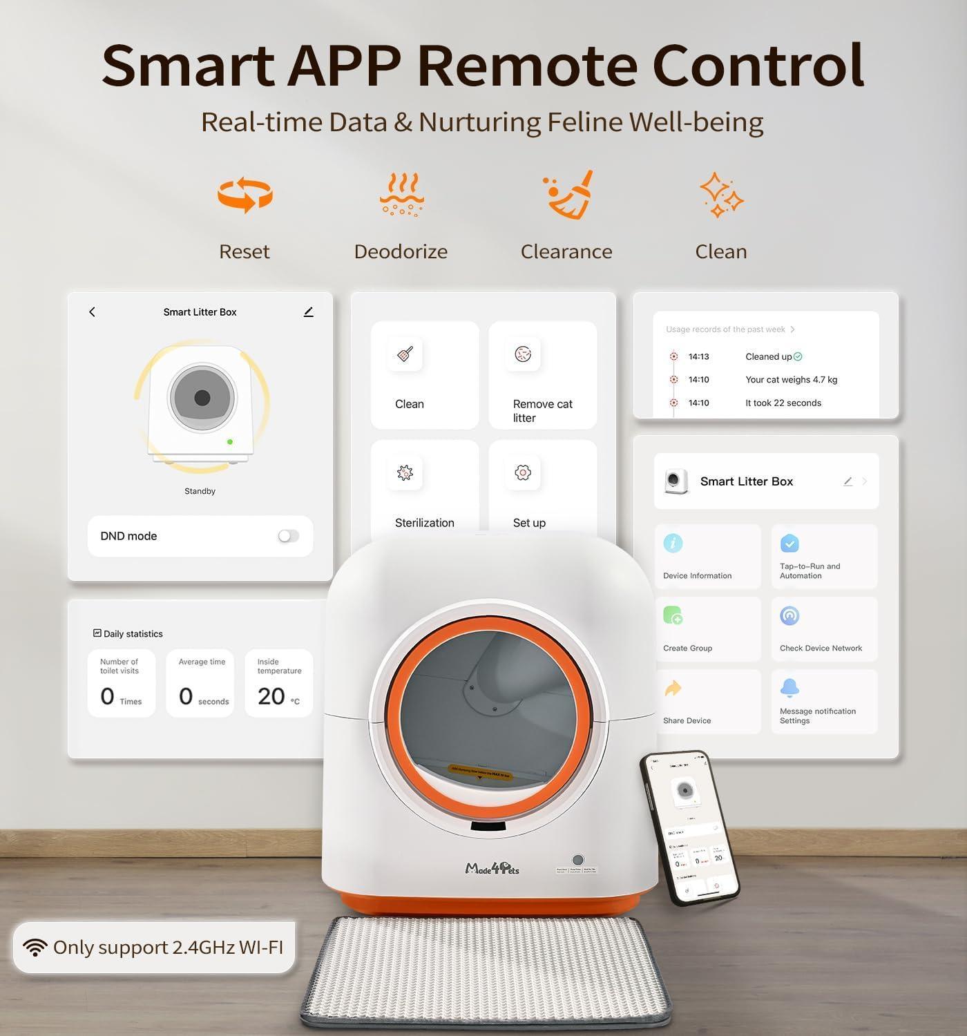 Smart Automatic Cat Litter Box 60L with App Control, Odor Management & Multi-Cat Support