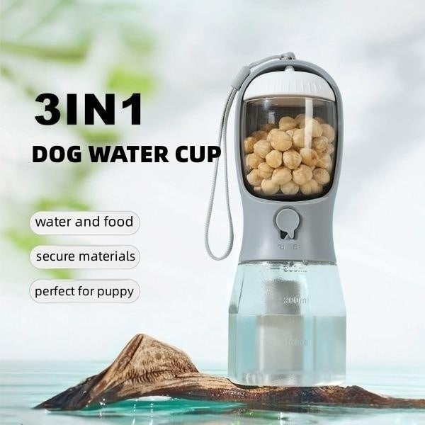 Petste 3-in-1 Portable Dog Water Bottle – Food Container & Waste Bag Holder