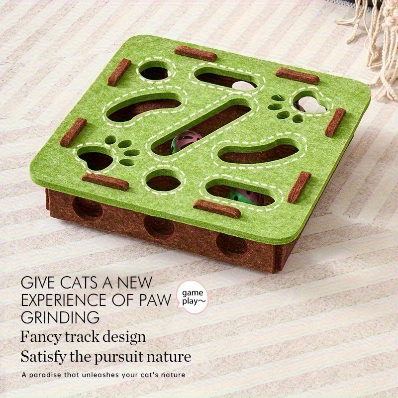 Interactive Cat Puzzle Toy – Maze Tunnel with Bell Ball, Felt Construction