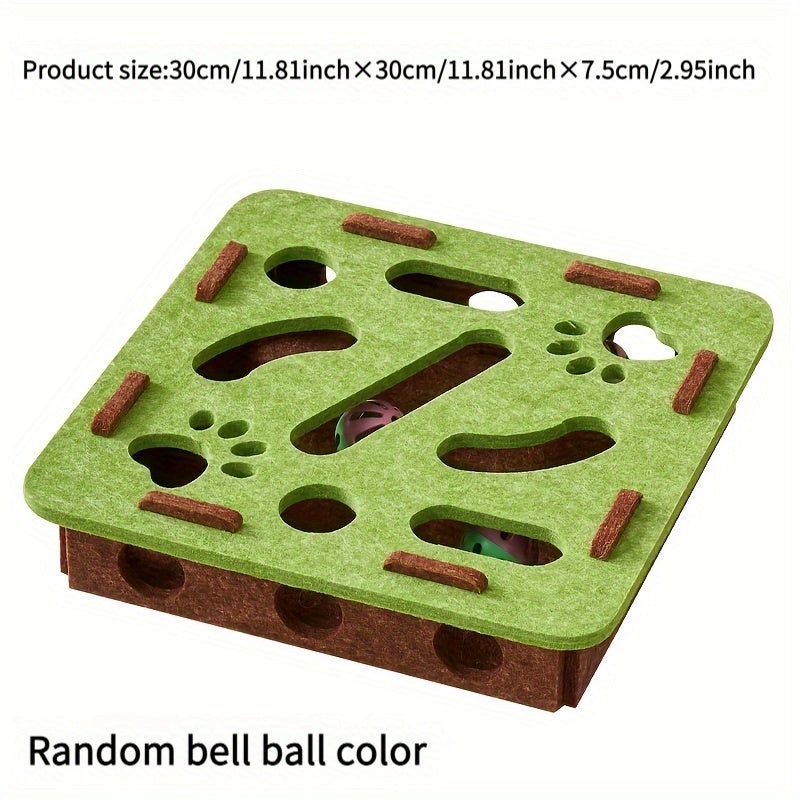 Interactive Cat Puzzle Toy – Maze Tunnel with Bell Ball, Felt Construction